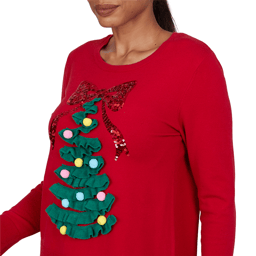 Womens Ruby Rd. Happy Holidays Textured Christmas Tree Sweater