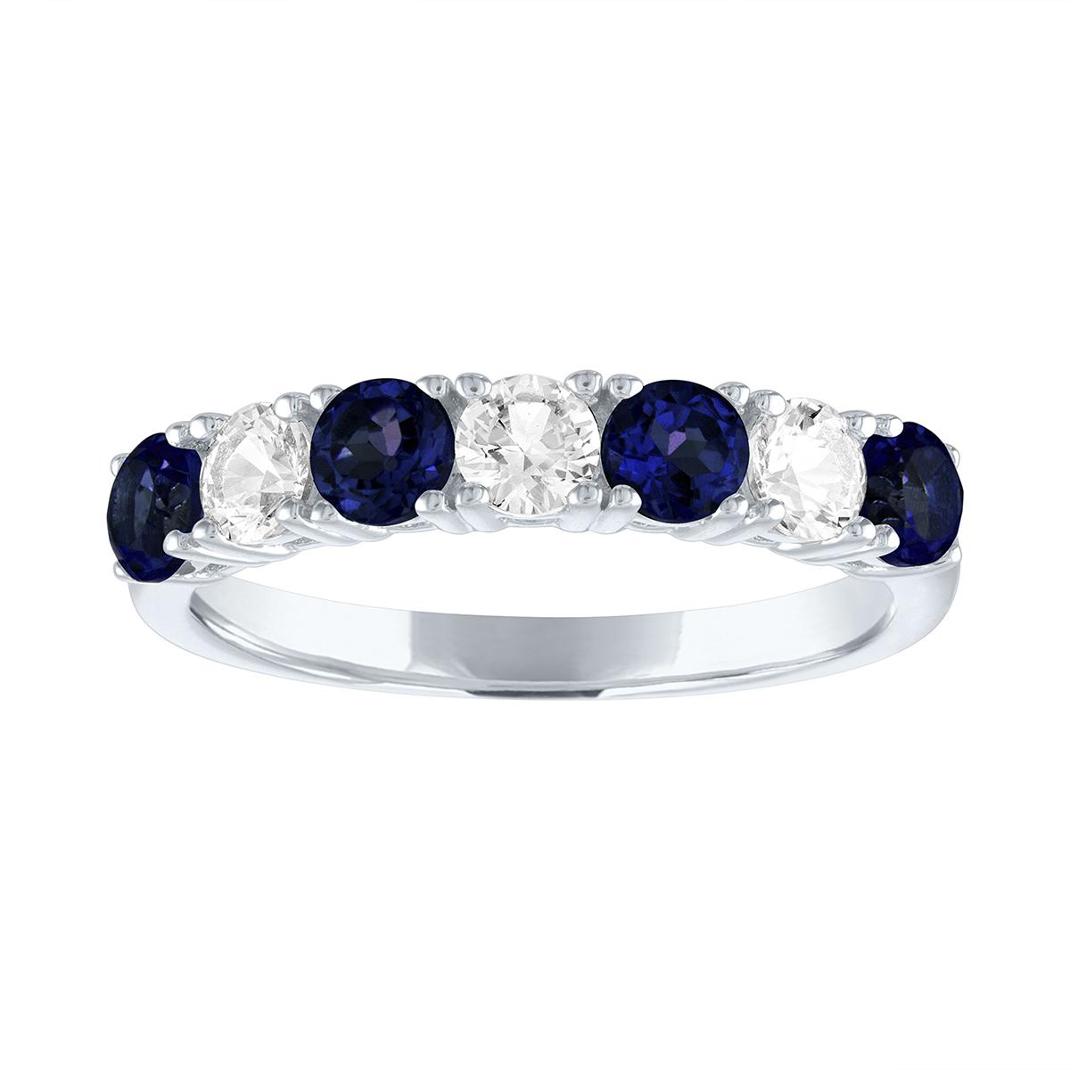 Gemstone Classics™ Created Blue/White Sapphire Silver Band