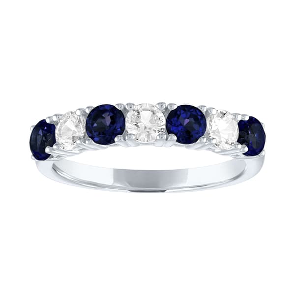 Gemstone Classics&#40;tm&#41; Created Blue/White Sapphire Silver Band - image 