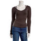 Juniors Hunter & Brown Long Sleeve Lace Trim Top - image 1