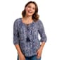 Petite NY Collection 3/4 Sleeve Abstract Crepon Tie Neck Blouse - image 1