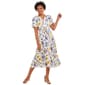 Womens Sharagano Puff Sleeve Floral Pleated Midi Dress - image 2