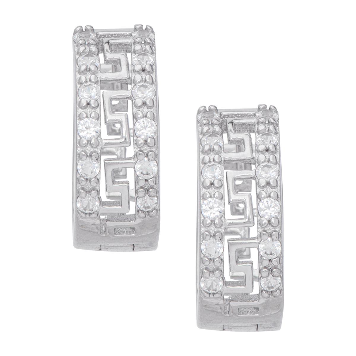 Gianni Argento Sterling-Silver Greek Key Hoop Earrings