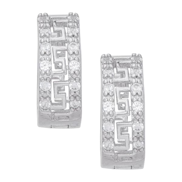 Gianni Argento Sterling-Silver Greek Key Hoop Earrings - image 
