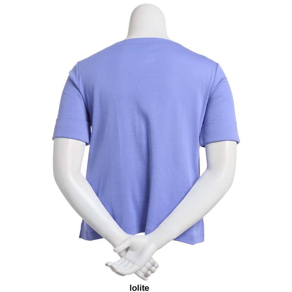 Petite Hasting & Smith Elbow Sleeve Solid Boat Neck Tee