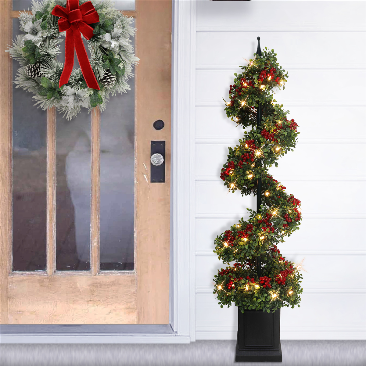 Puleo International 4ft. Pre-Lit Potted Swirl Christmas Tree