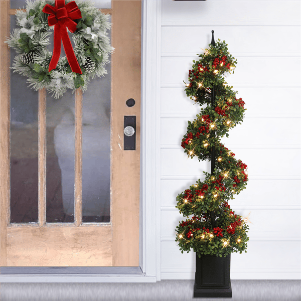 Puleo International 4ft. Pre-Lit Potted Swirl Christmas Tree