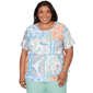 Plus Size Alfred Dunner Caribbean Blues Patchwork Scroll Side Ti - image 1