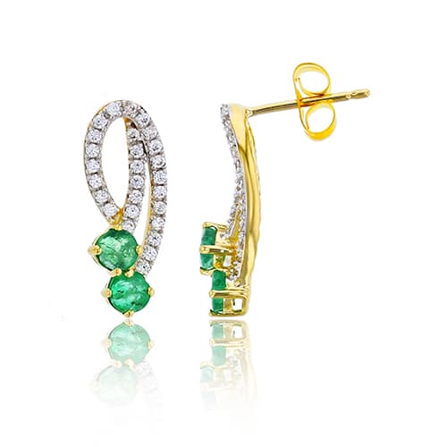 Gemstone Classics(tm) 14kt. Gold & Emerald Dangle Earrings - image 