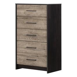 South Shore Londen Black & Weathered Oak 5-Drawer Chest