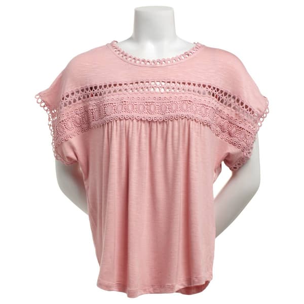 Womens Stella & Ginger Dolman Sleeve Lace Trim Blouse - image 
