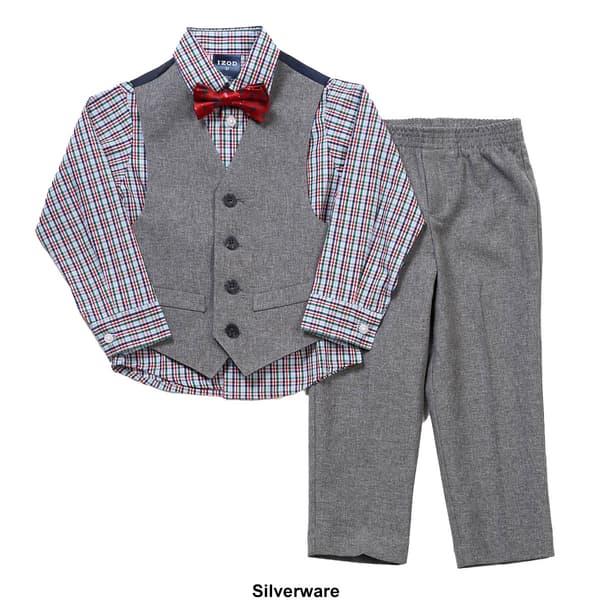 Toddler Boy IZOD&#174; 4pc. Holiday Plaid Top w/ Bow Tie Vest & Pants