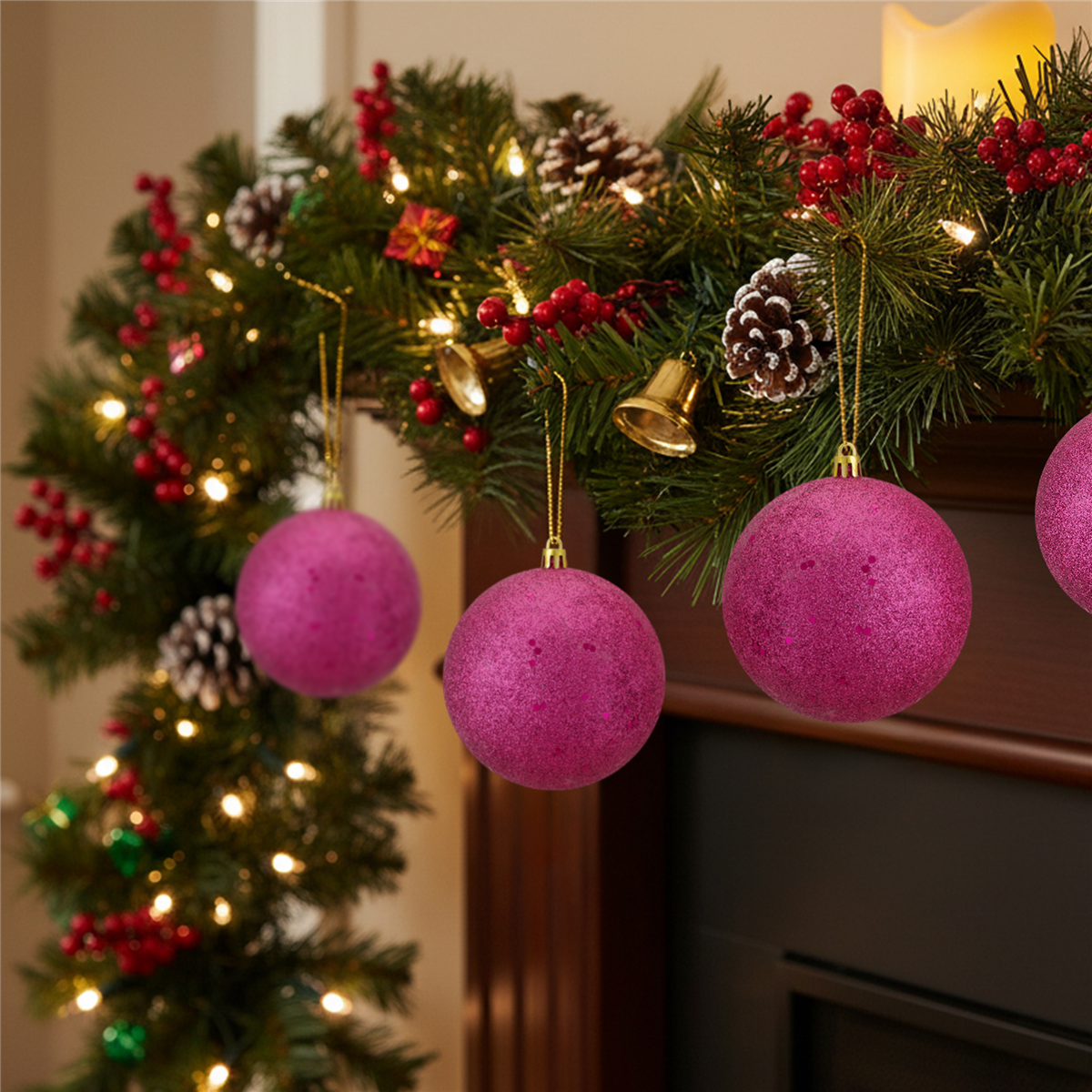 Northlight Magenta Glitter Shatterproof Christmas Ball Ornament