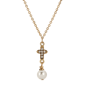 Symbols of Faith Gold-Tone Crystal Cross w/ Pearl Necklace - image 1