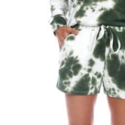 Womens White Mark Tie Dye Lounge Top & Shorts Pajama Set