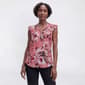 Petite Anne Klein Short Flutter Sleeve Floral Henley Blouse - image 1