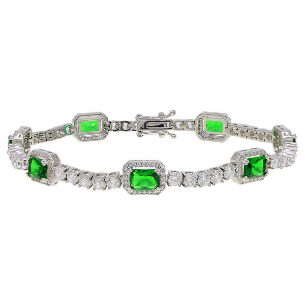 Gianni Argento Silver/Lab Emerald Link Bracelet - image 
