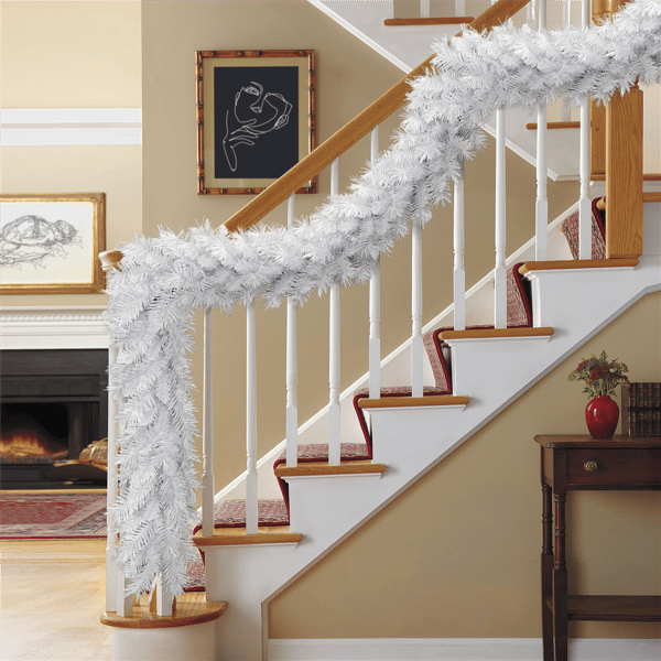 Puleo International 9ft. White Round Valley Pine Garland