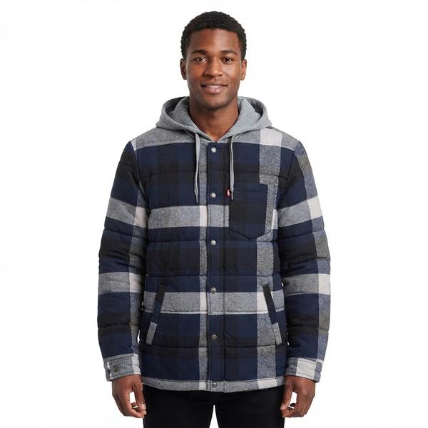 Mens Levi''s(R) Quilted Shirt Jacket with Hood - Navy Twill - image 