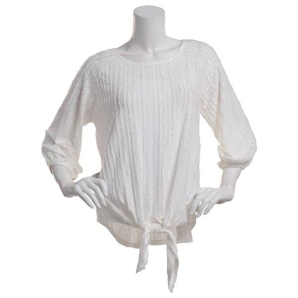 Womens Preswick & Moore 3/4 Sleeve Tie Front Knit Blouse - image 