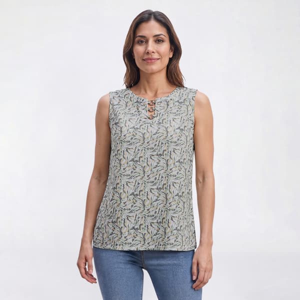 Plus Size Preswick & Moore(R) Sleeveless Marbled Stroke Ring Blouse