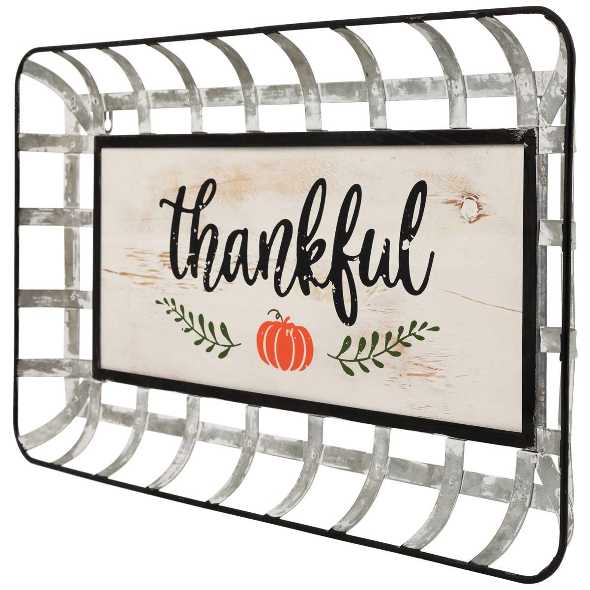 Northlight 24in. Pumpkin "Thankful" Serving Tray Wall Decor