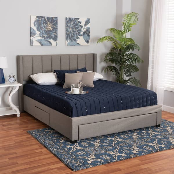 Baxton Studio Coronado Grey Fabric 3-Drawer Storage Platform Bed