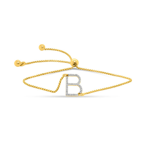 Nova Star&#40;R&#41; Lab Grown Diamond Initial B Gold Plated Bolo Bracelet - image 