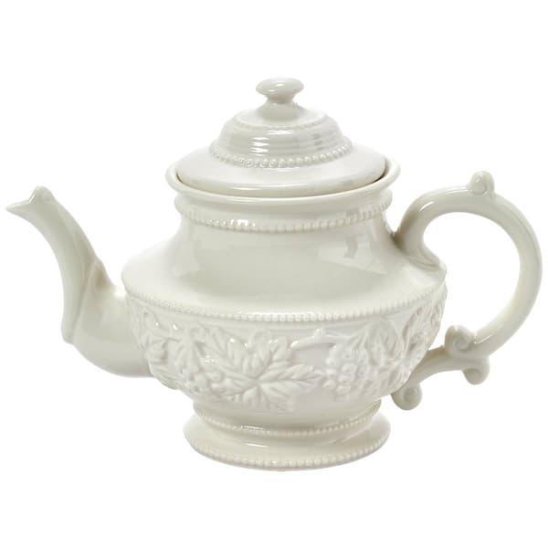 Home Essentials 29oz. Ivory Embossed Genie Bottle Teapot - image 
