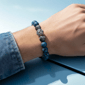 Mens Iron Saints Blue & Black Bead Charm Bracelet - image 2