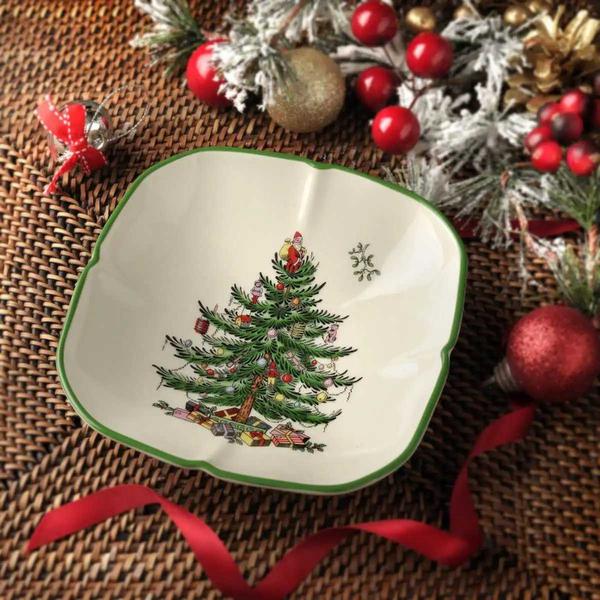 Spode Christmas Tree Sculptured Square Dish