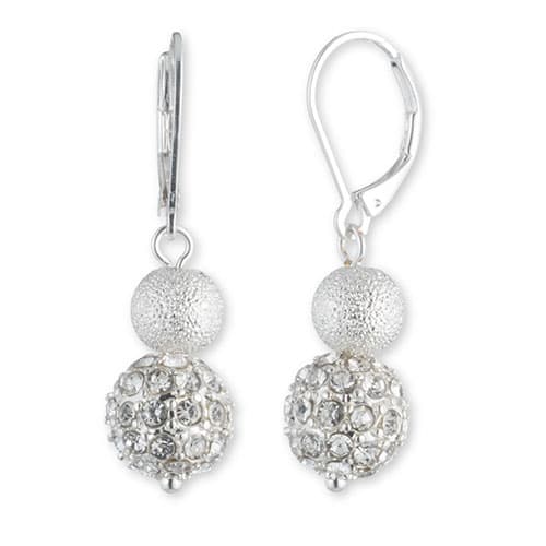 Gloria Vanderbilt Silver-Tone & Crystal Fireball Earrings - image 