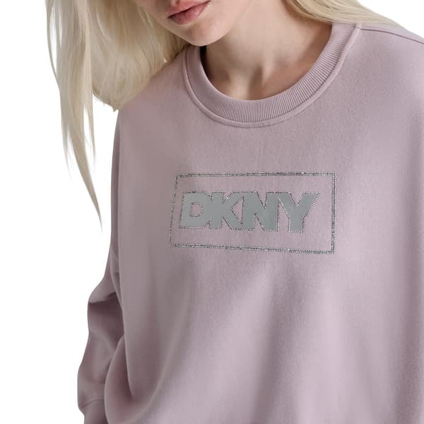 Womens DKNY Sport Rhinestone Outline Fleece Sweatshirt