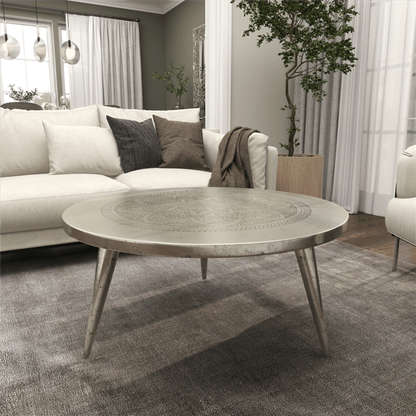 9th & Pike® Traditional Silver Aluminum Metal Coffee Table