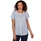 Petite Emaline Sapphire Serenade II Short Sleeve Floral Blouse - image 1