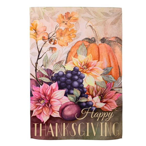 Evergreen Happy Thanksgiving Suede House Flag - image 