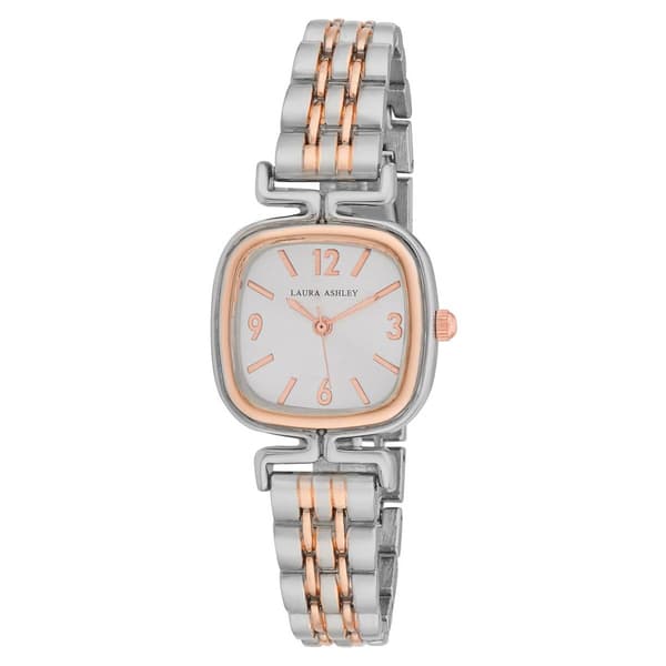 Laura Ashley(R) Rounded Square Link Bracelet Watch - LA2106TTRG - image 