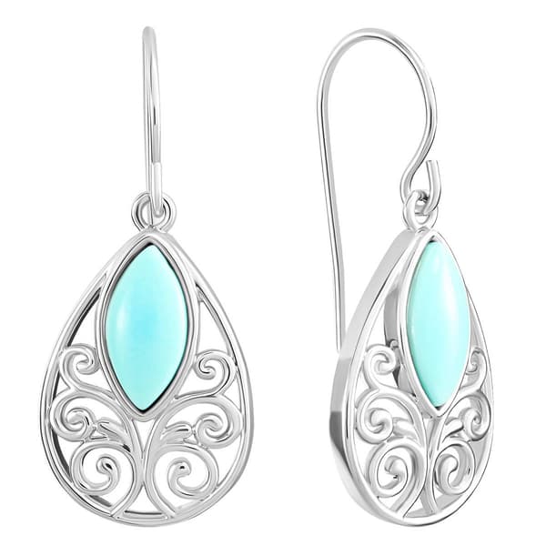 Athra Silver Plated & Turquoise Filigree Teardrop Earrings