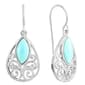 Athra Silver Plated & Turquoise Filigree Teardrop Earrings - image 1