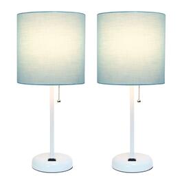 LimeLights White Stick Lamp w/Charging Outlet & Shade - Set of 2