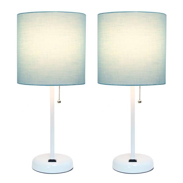 LimeLights White Stick Lamp w/Charging Outlet & Shade - Set of 2 - image 