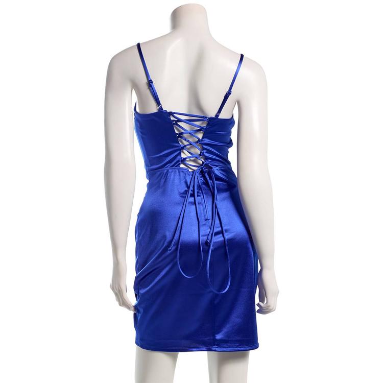 Juniors Emerald Sundae Stretch Satin Corset Sheath Dress