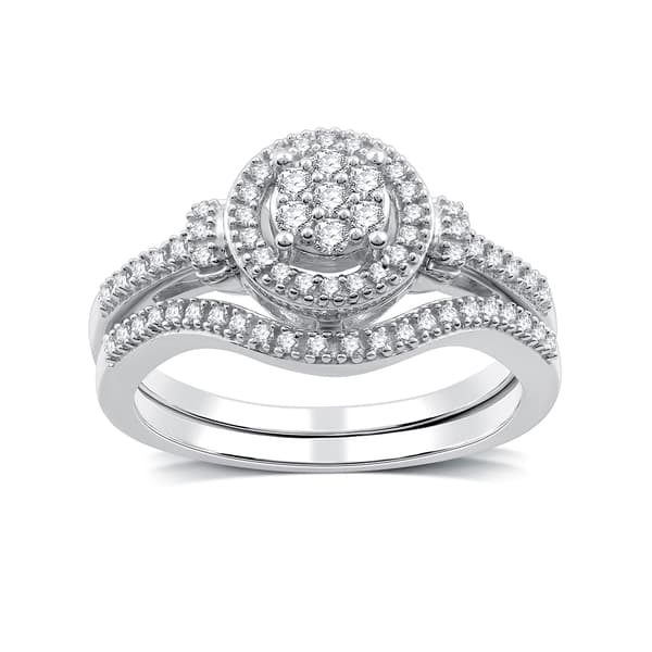 Nova Star&#40;R&#41; 1/3cttw. Lab Grown Diamond Halo Cluster Bridal Set