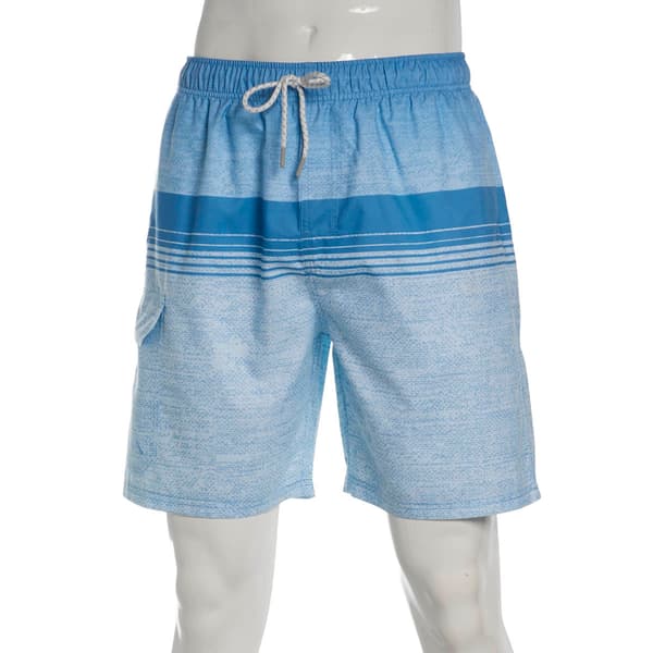 Young Mens SURFZONE(R) Baby Blue Stripes Swim Trunks - image 