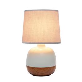 Simple Designs Petite Mid Century Ceramic & Wood Base Table Lamp