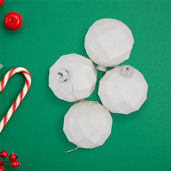 Northlight 4ct. White Glittered Christmas Glass Ball Ornaments