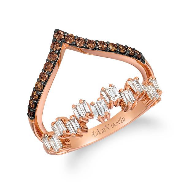 Le Vian(R) Rose Gold & Diamond 2-Band Wishbone & Baguette Ring - image 
