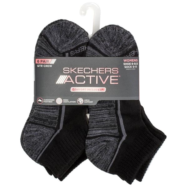 Womens Skechers 6pk. Terry Quarter Crew Socks - image 