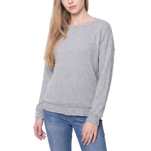 Womens NY Collection Long Sleeve Ribbed With Sinch Hem - image 