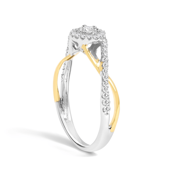 Haus of Brilliance 1/4ctw. Diamond Bypass & Halo Promise Ring